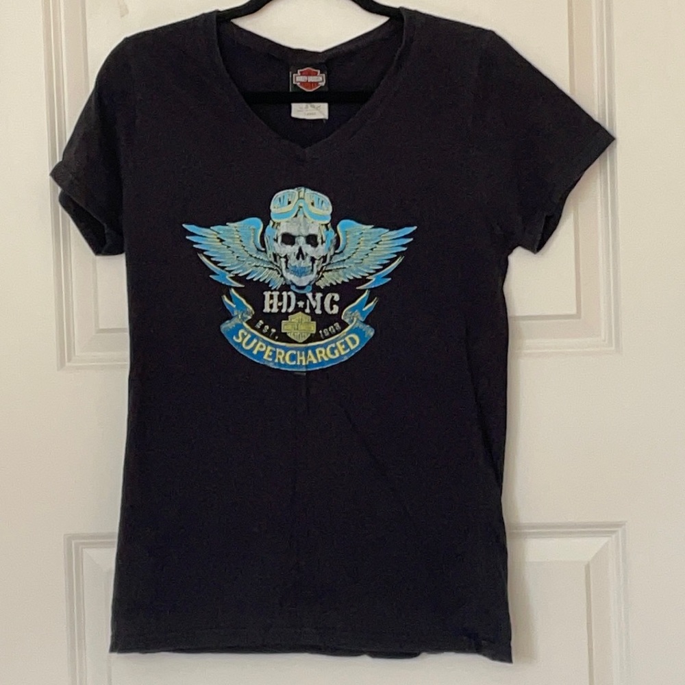 Harley Davidson Supercharged Slim Fit Tee Large Motorcycle Bikes Riding